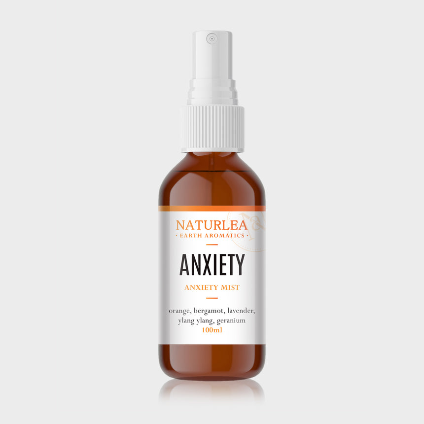 Naturlea Anxiety Mist 100mL Bottle on Grey Background. Reduce stress and calm your senses. 100% Australian Made. 