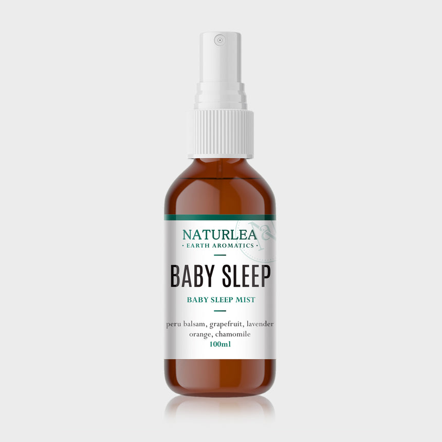 Naturlea Baby Sleep Mist 100mL Bottle on Grey Background. Prepare your baby for sleep. 100% Australian Made. 